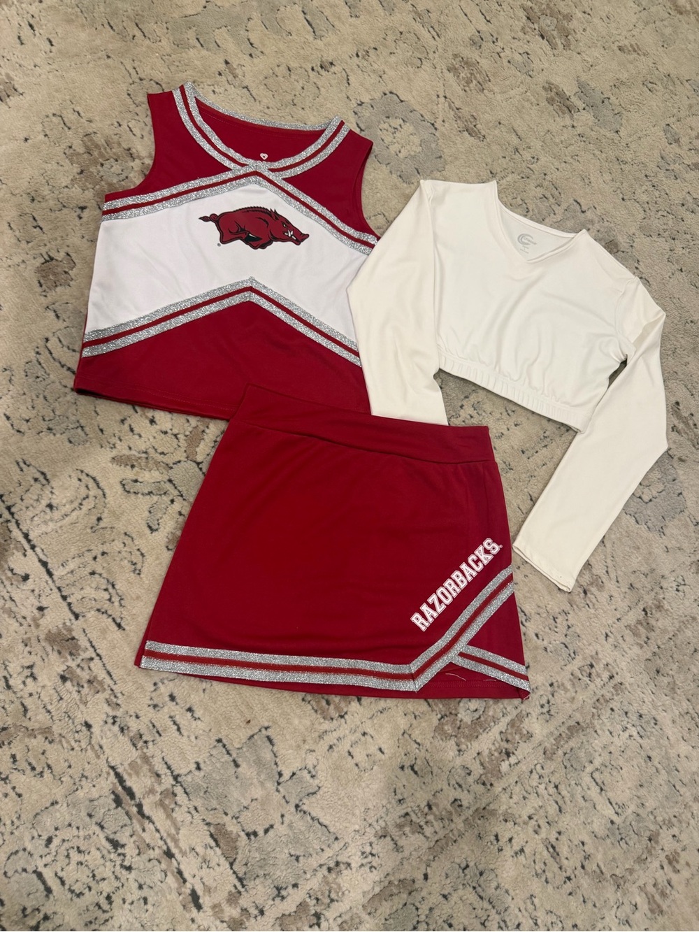 Arkansas Razorback Colosseum Red and White Girls Cheer Tank Top & Skirt Set